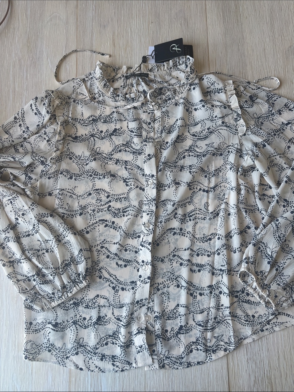 ✨NWT Adriana Papell Slightly sheer blouse with ruffles ✨